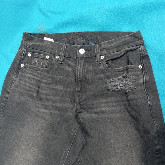 American Eagle Stretch Curvy Straight Size 4 Long Women's Black Denim Jeans - Picture 3 of 10